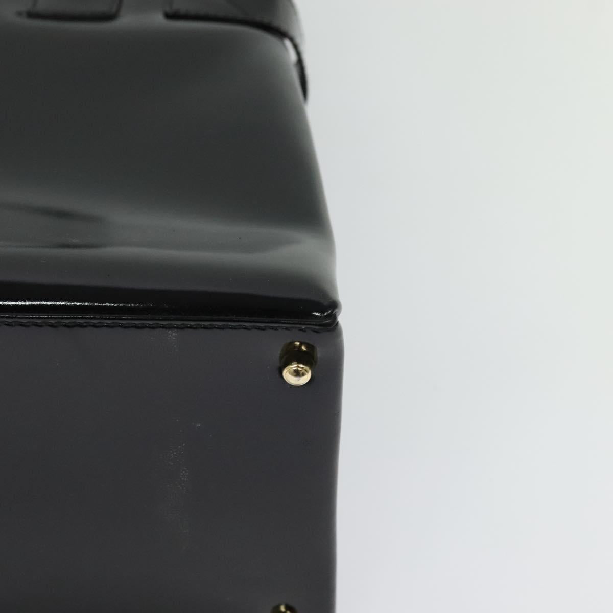 GUCCI Hand Bag Enamel 2way Black Gold 000 1046 0503 Auth am8463