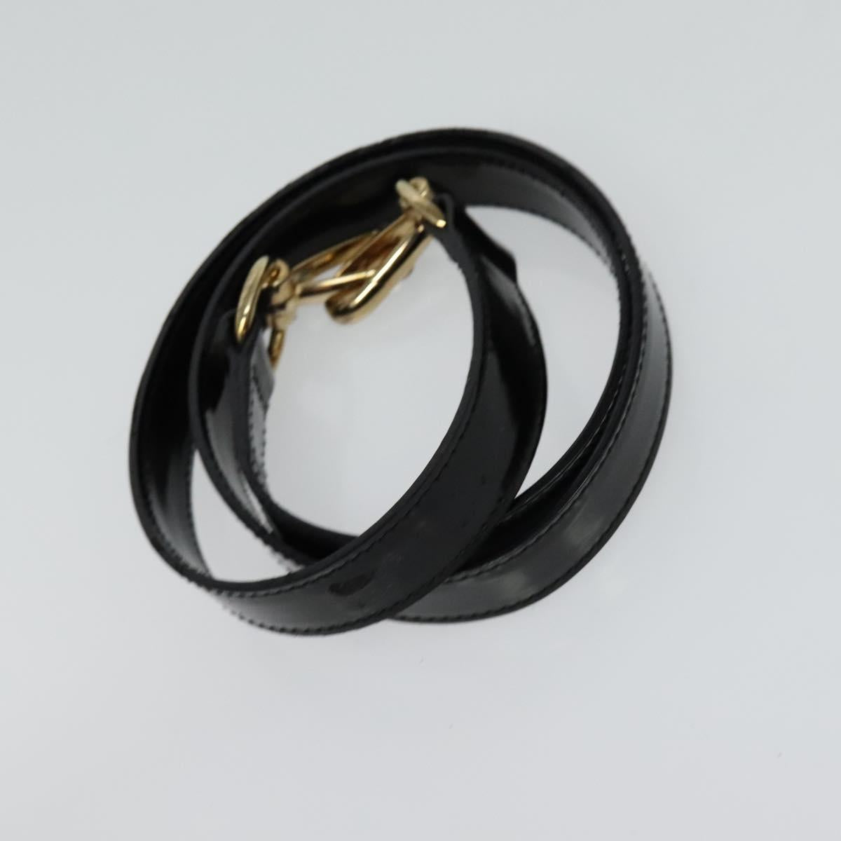 GUCCI Hand Bag Enamel 2way Black Gold 000 1046 0503 Auth am8463