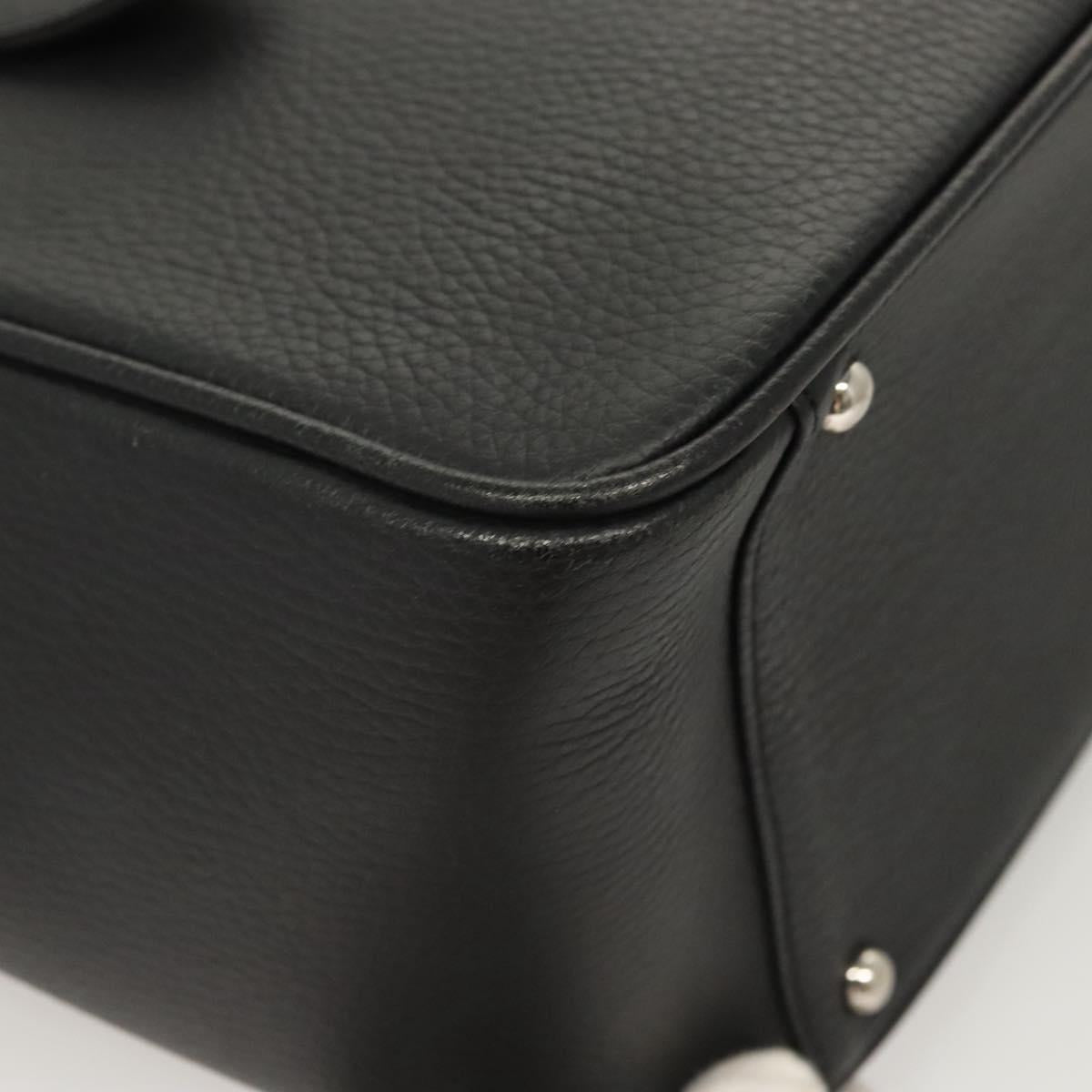 BURBERRY Hand Bag Leather Black Silver Auth am8474