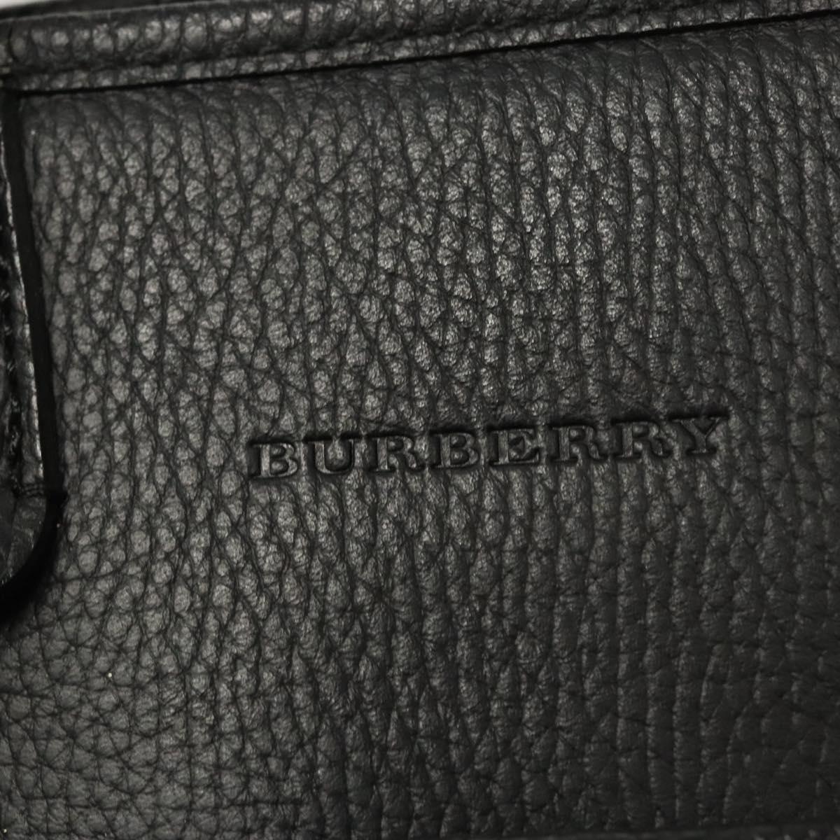 BURBERRY Hand Bag Leather Black Silver Auth am8474