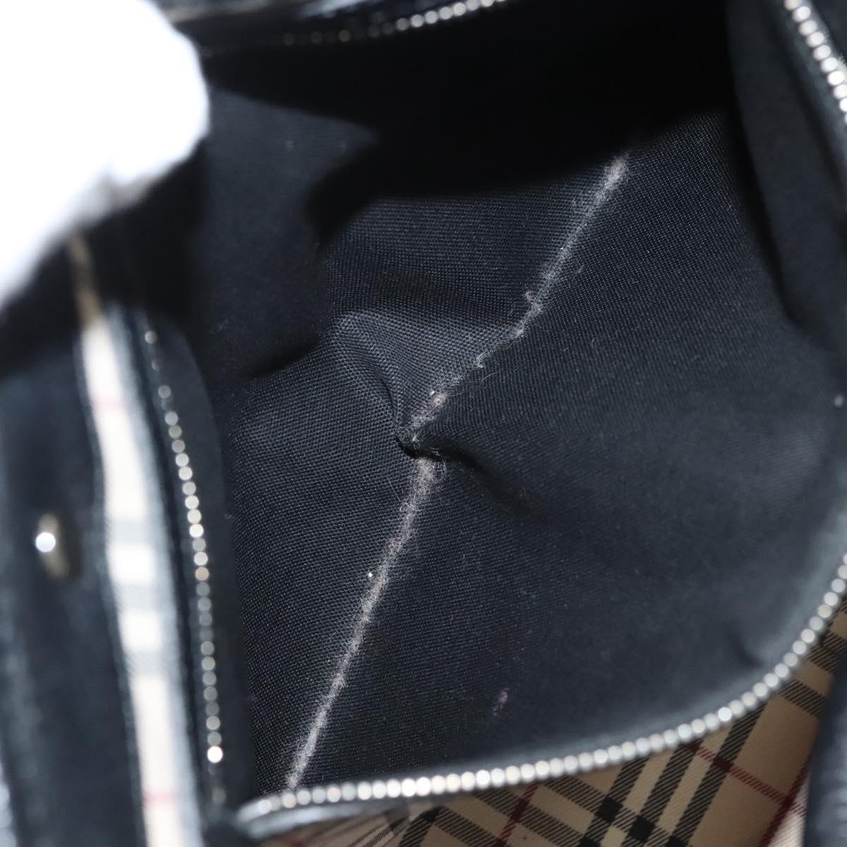 BURBERRY Hand Bag Leather Black Silver Auth am8474
