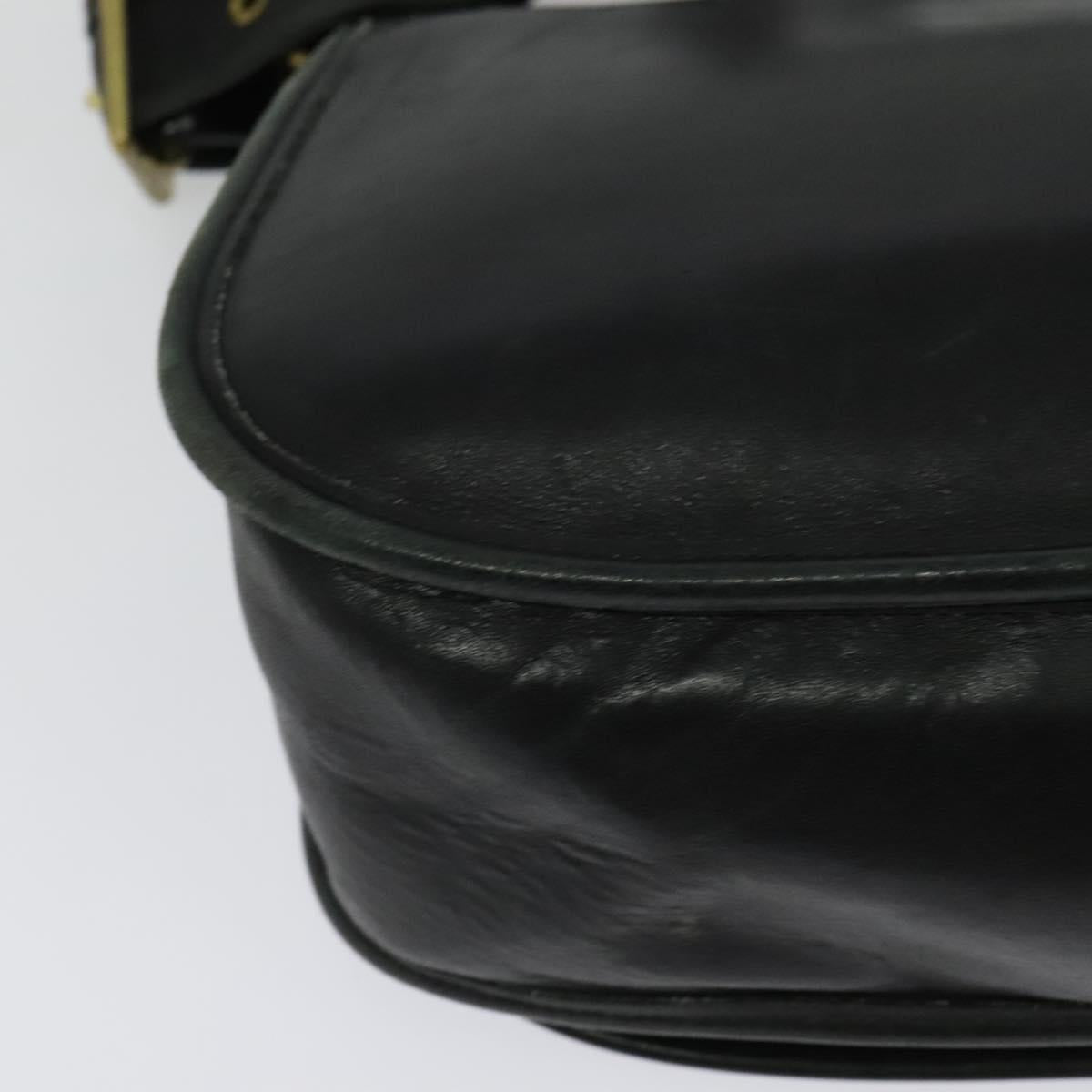 Coach Shoulder Bag Leather Black Gold Auth am8476