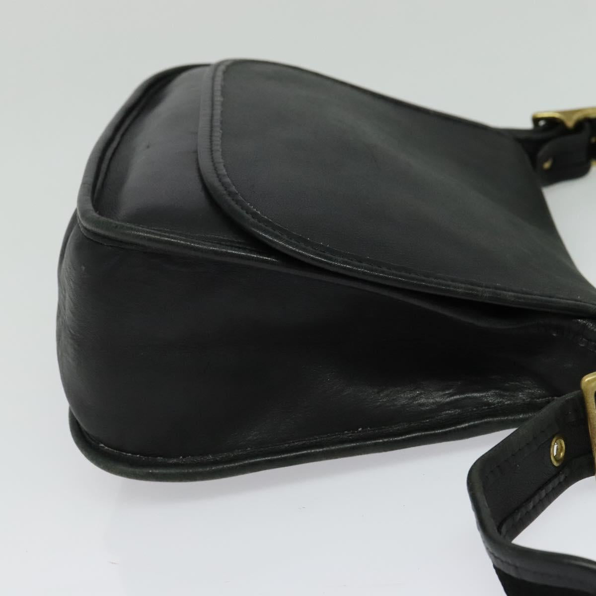 Coach Shoulder Bag Leather Black Gold Auth am8476