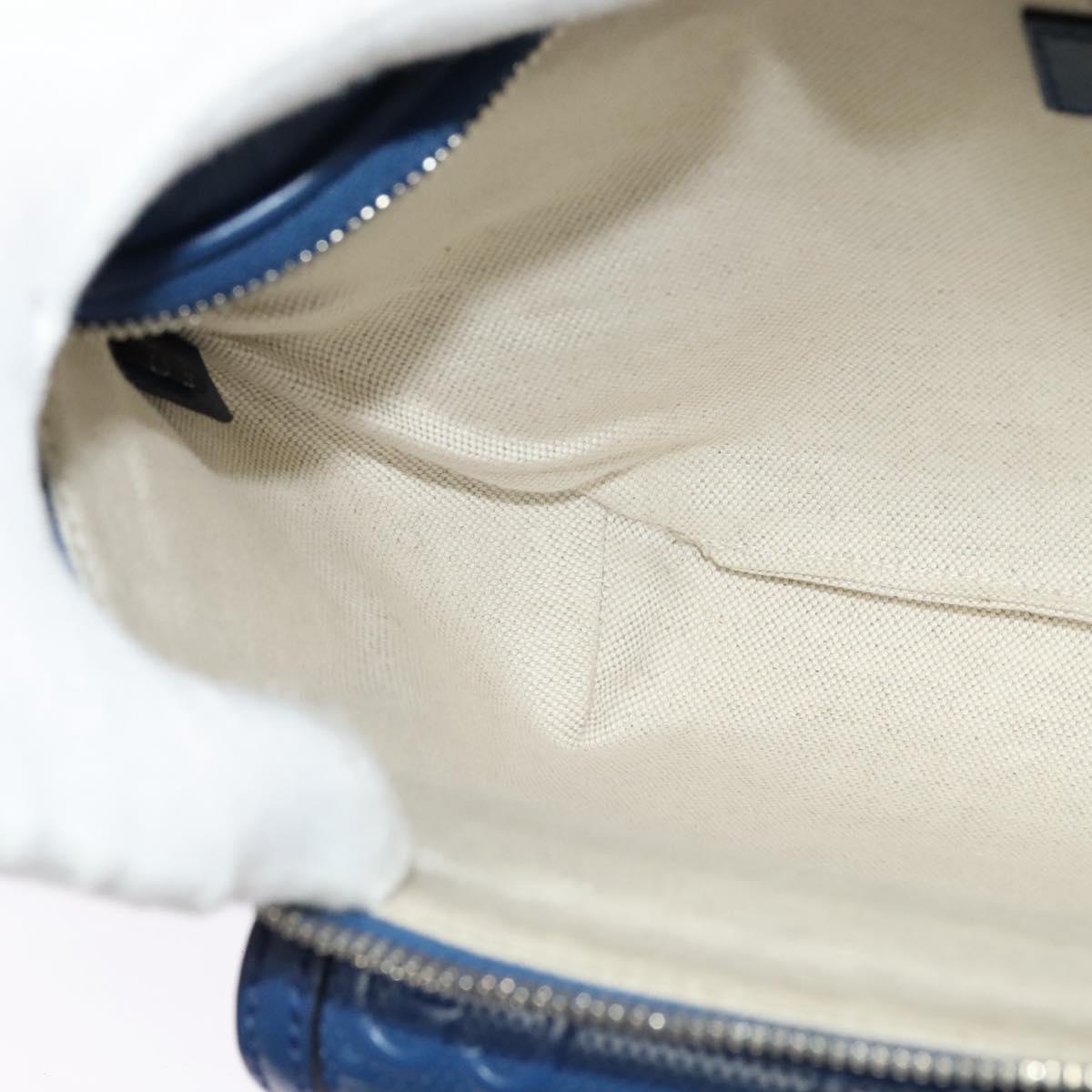 GUCCI GG Emboss Body Bag Silver Blue 645093 Auth am8486