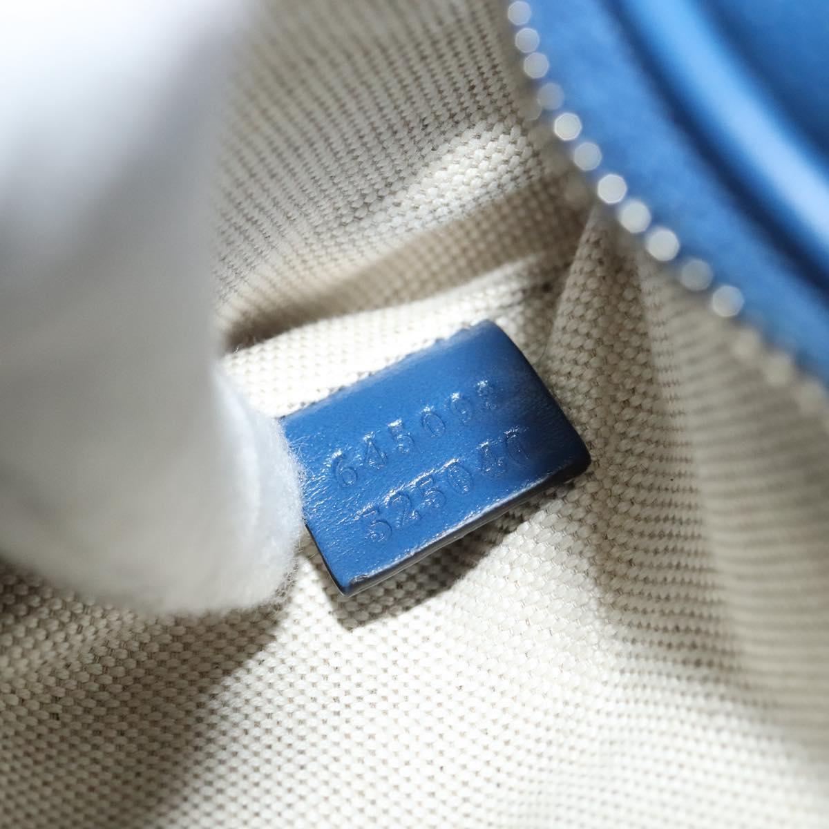 GUCCI GG Emboss Body Bag Silver Blue 645093 Auth am8486