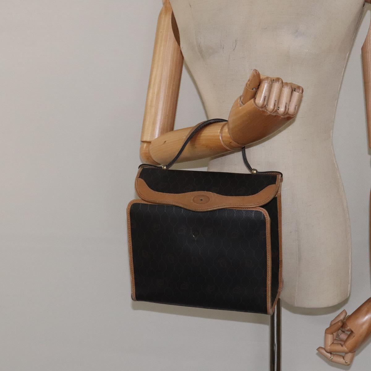 Christian Dior Honeycomb Canvas Hand Bag PVC Black Auth am8488