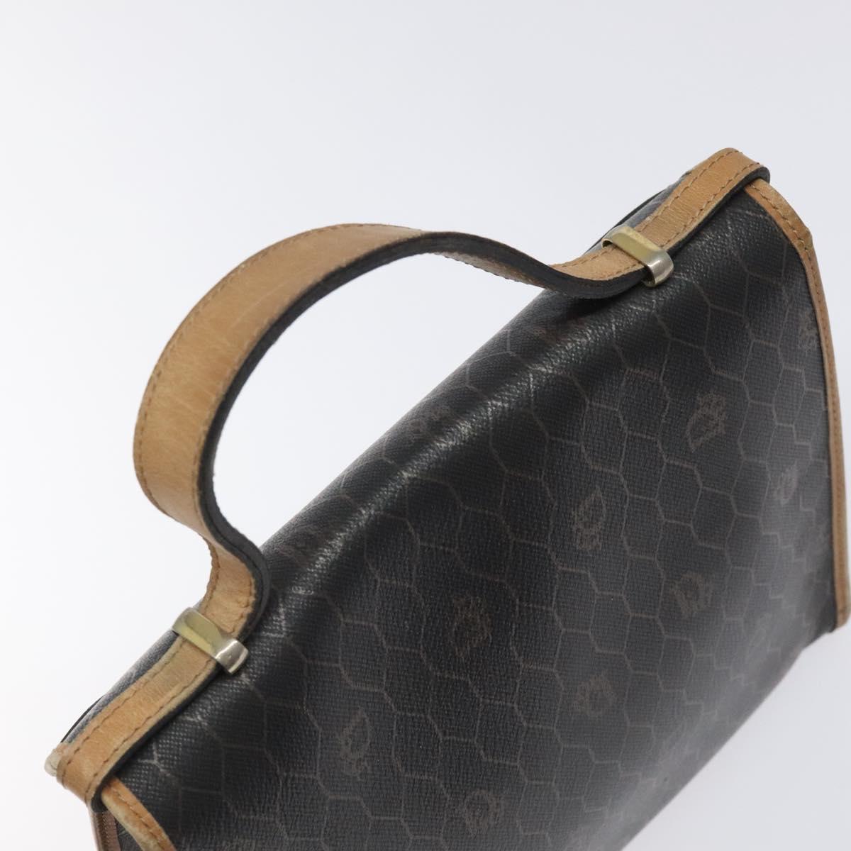 Christian Dior Honeycomb Canvas Hand Bag PVC Black Auth am8488