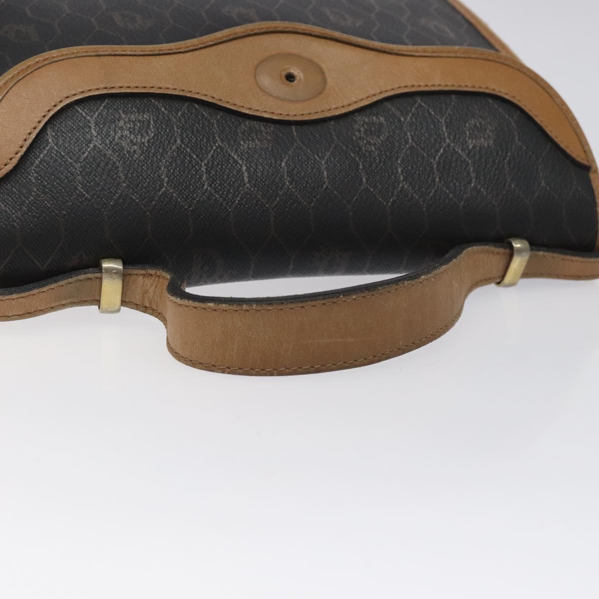 Christian Dior Honeycomb Canvas Hand Bag PVC Black Auth am8488