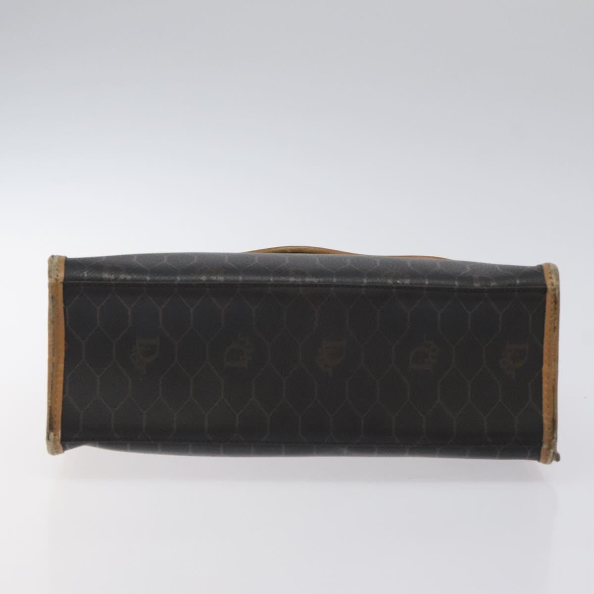 Christian Dior Honeycomb Canvas Hand Bag PVC Black Auth am8488