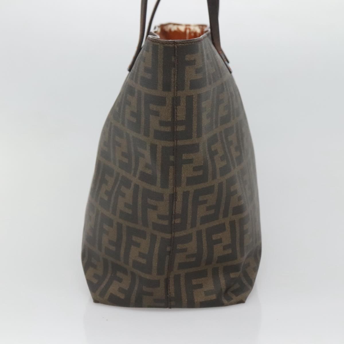 FENDI Zucca Canvas Tote Bag Brown Black Auth am8490