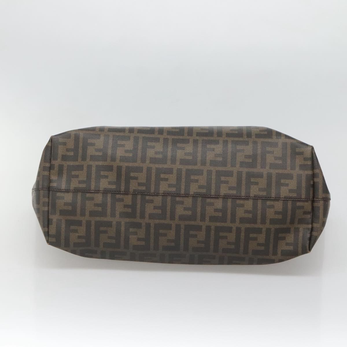 FENDI Zucca Canvas Tote Bag Brown Black Auth am8490