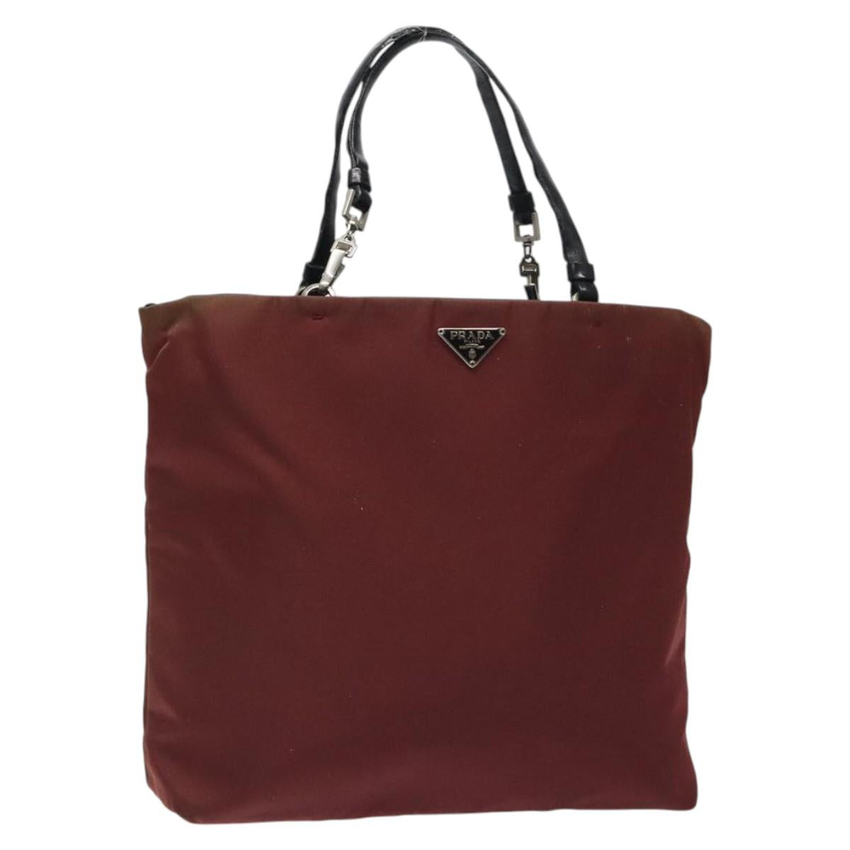 PRADA Hand Bag Nylon Red Auth am8492