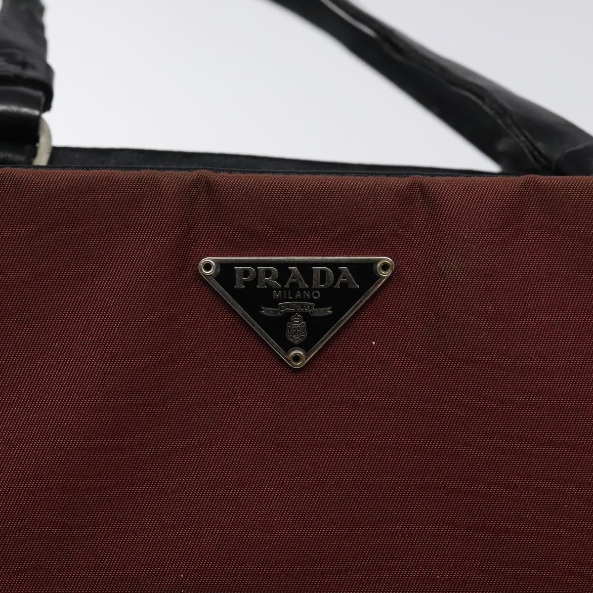 PRADA Hand Bag Nylon Red Auth am8492