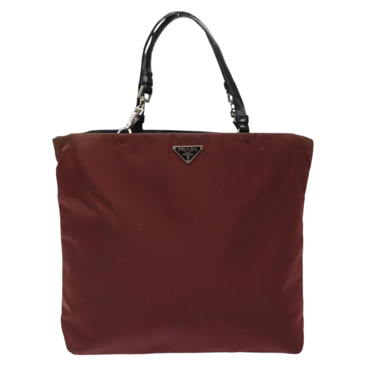 PRADA Hand Bag Nylon Red Auth am8492