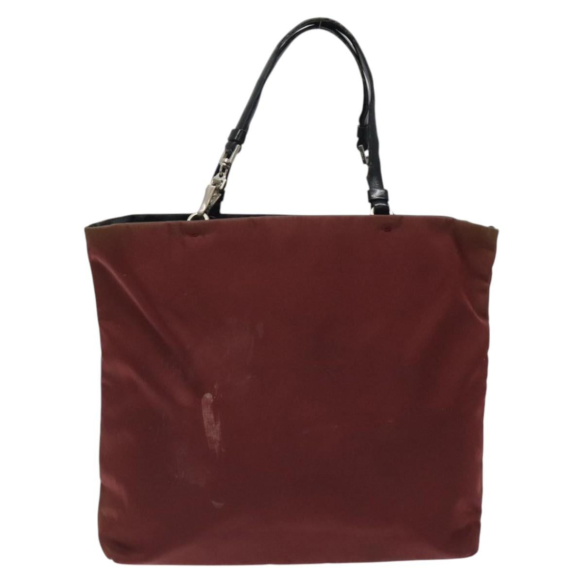 PRADA Hand Bag Nylon Red Auth am8492