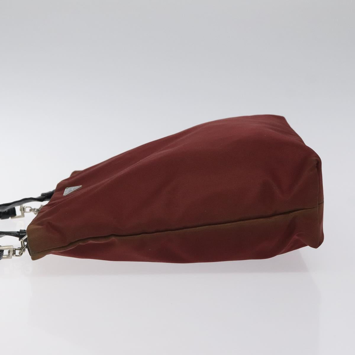 PRADA Hand Bag Nylon Red Auth am8492