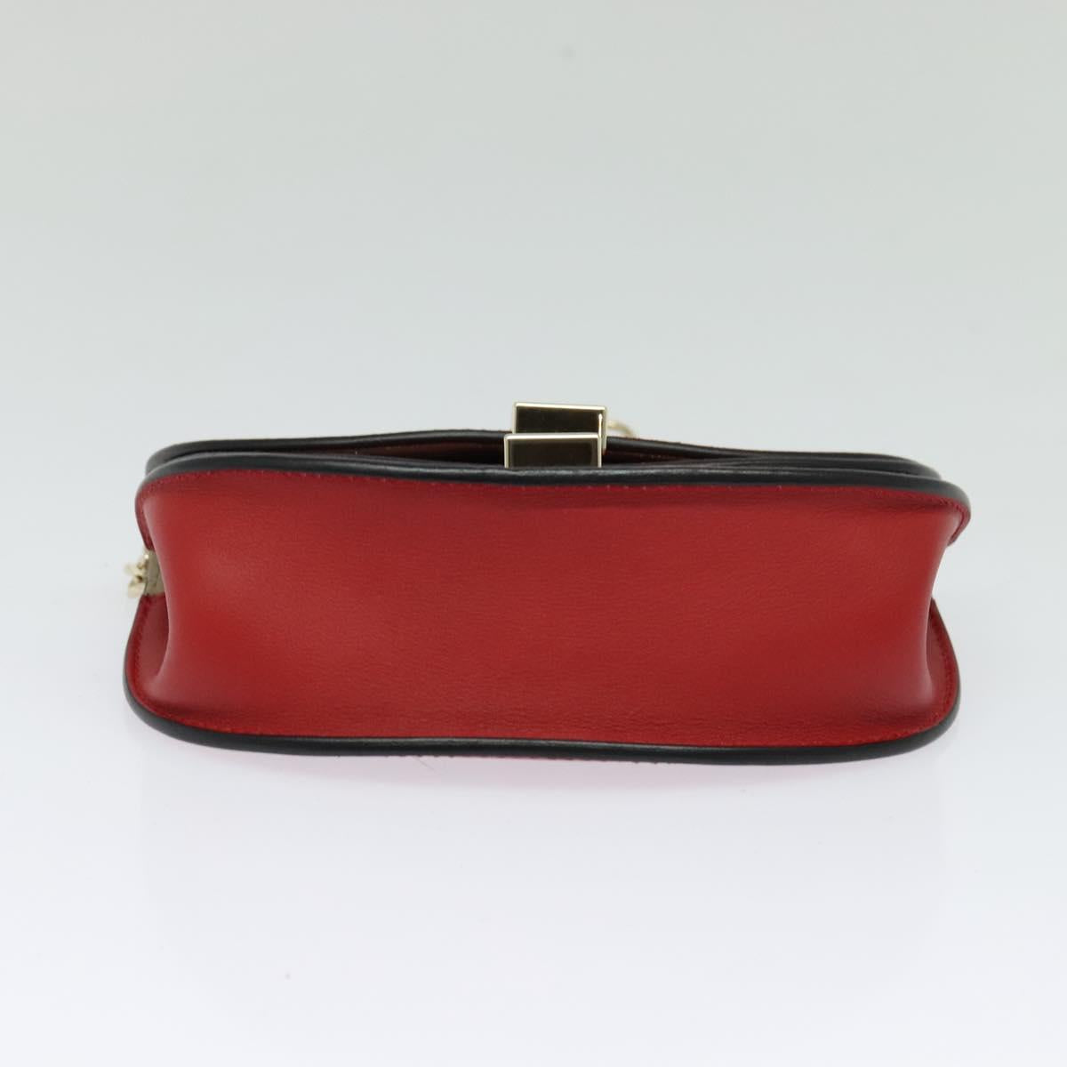Chloe Chain Georgia Shoulder Bag Leather Red Gold Auth am8513