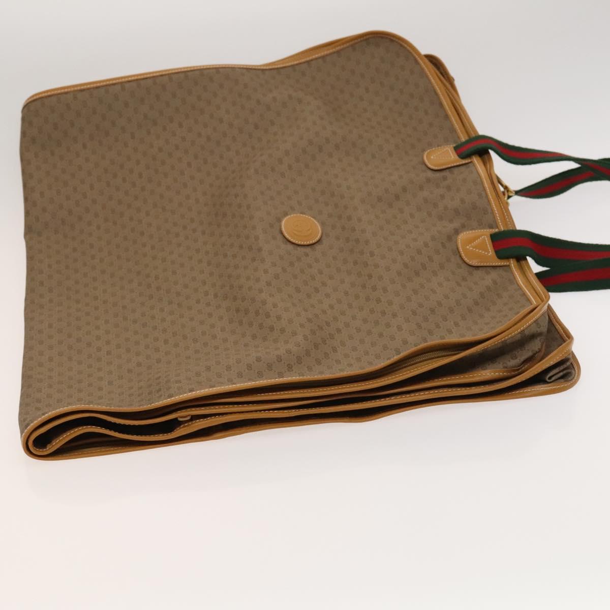 GUCCI Micro GG Supreme Web Sherry Line Garment Cover PVC Beige Green Auth am8520