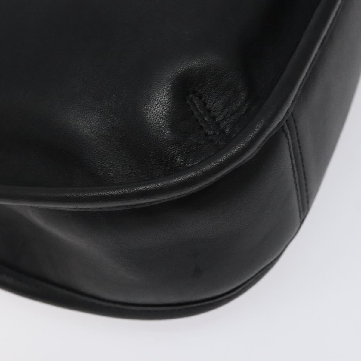 Coach Shoulder Bag Leather Black Silver Auth am8529