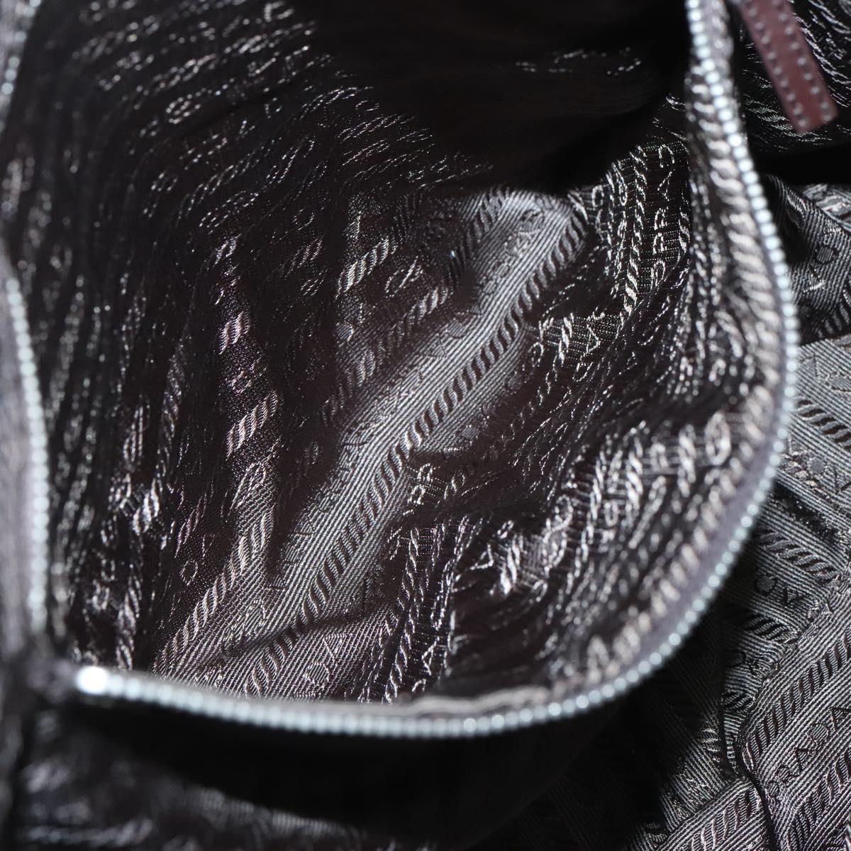 PRADA Shoulder Bag Canvas Leather Beige Silver Auth am8532