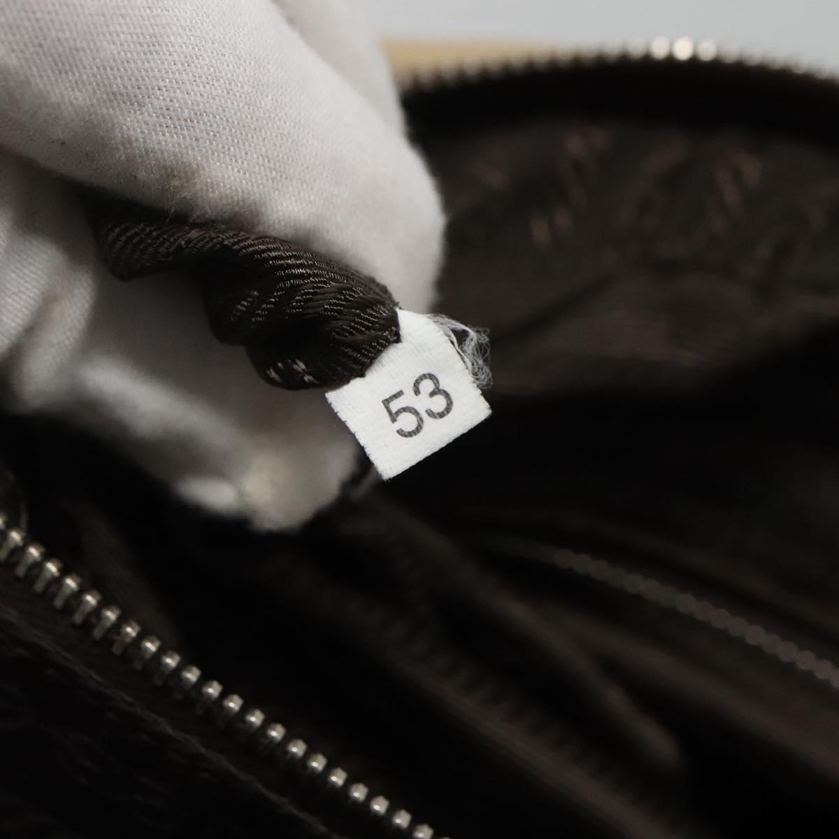 PRADA Shoulder Bag Canvas Leather Beige Silver Auth am8532