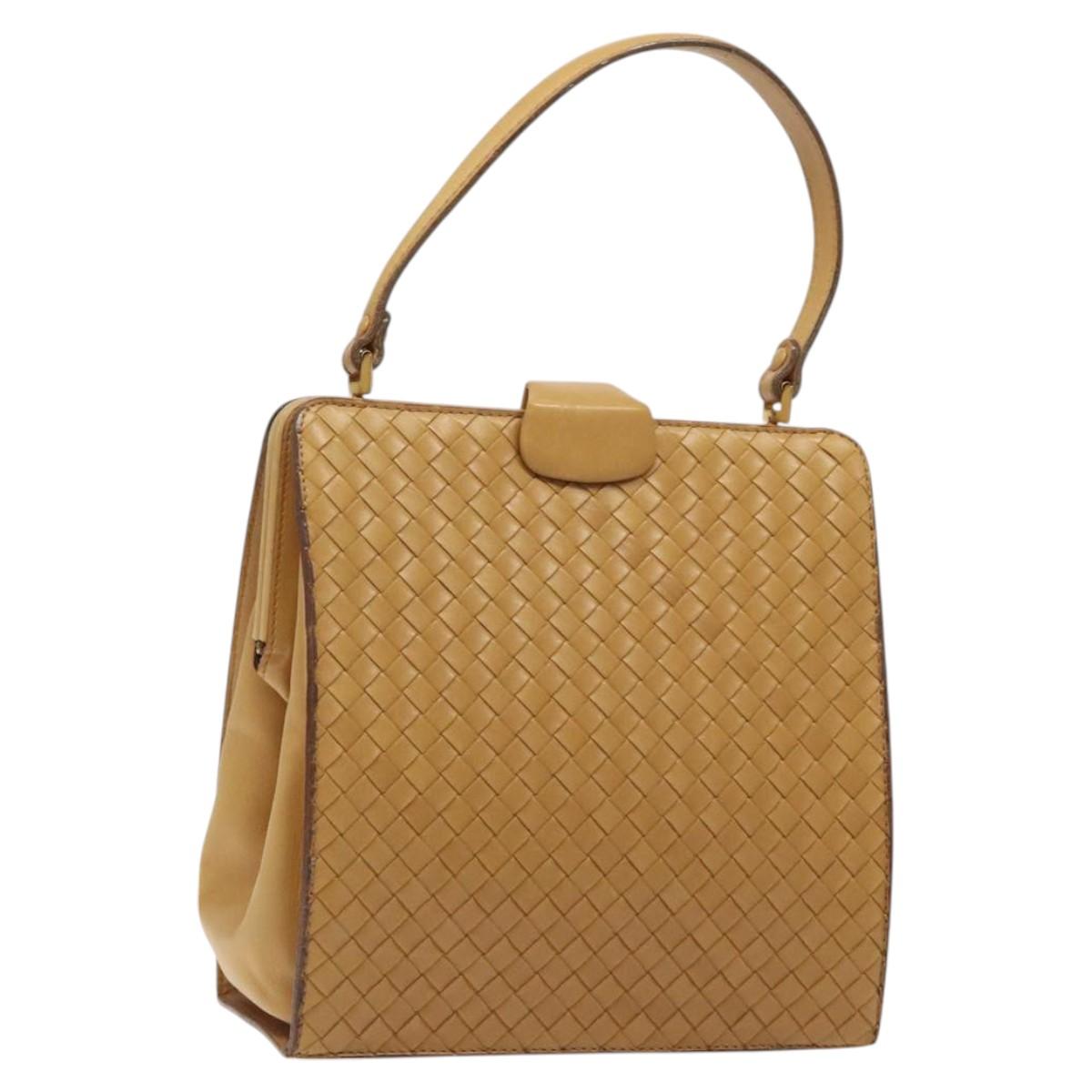 BOTTEGA VENETA INTRECCIATO Hand Bag Leather Beige Auth am8534