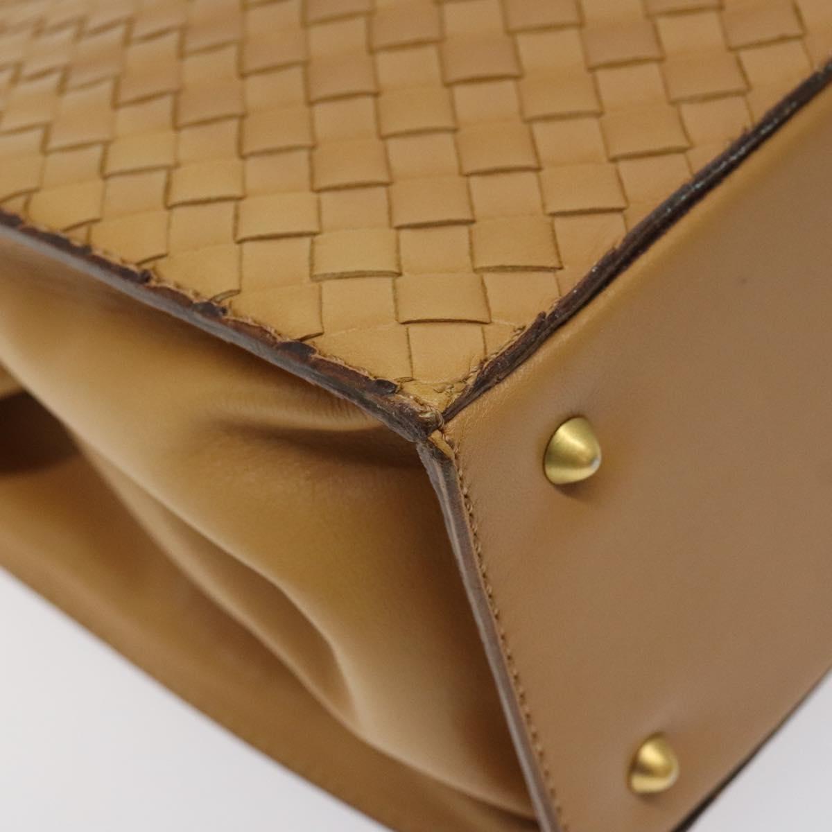 BOTTEGA VENETA INTRECCIATO Hand Bag Leather Beige Auth am8534