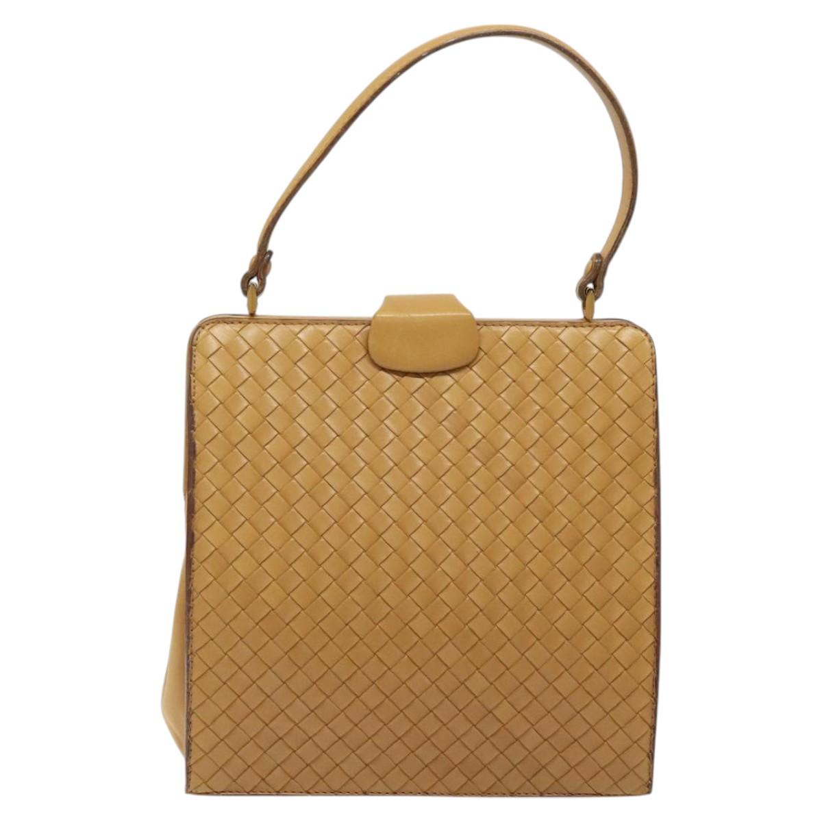 BOTTEGA VENETA INTRECCIATO Hand Bag Leather Beige Auth am8534