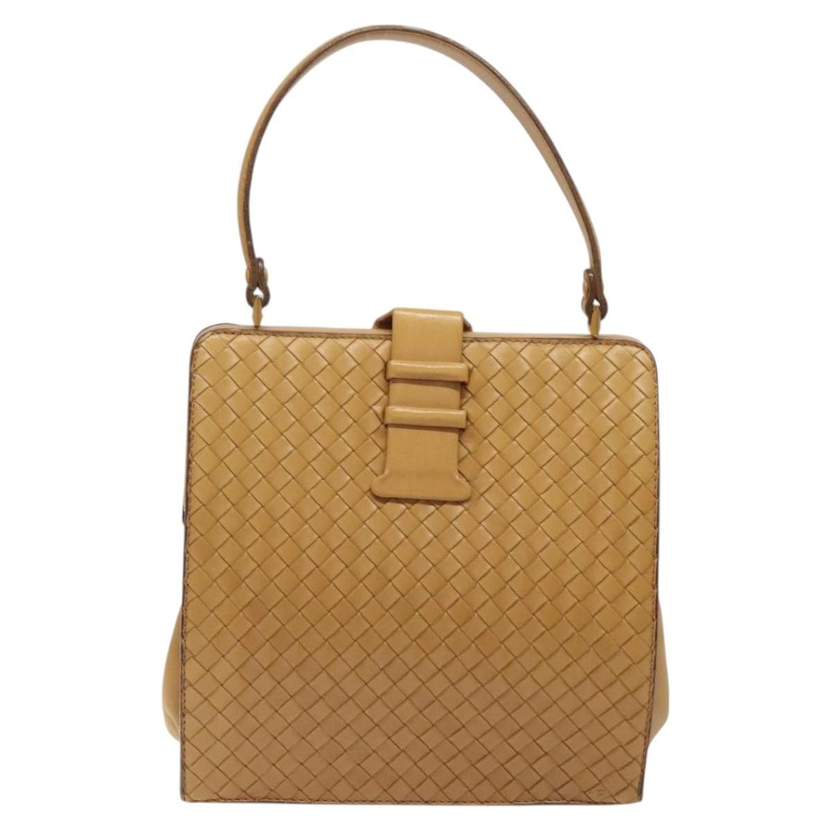 BOTTEGA VENETA INTRECCIATO Hand Bag Leather Beige Auth am8534