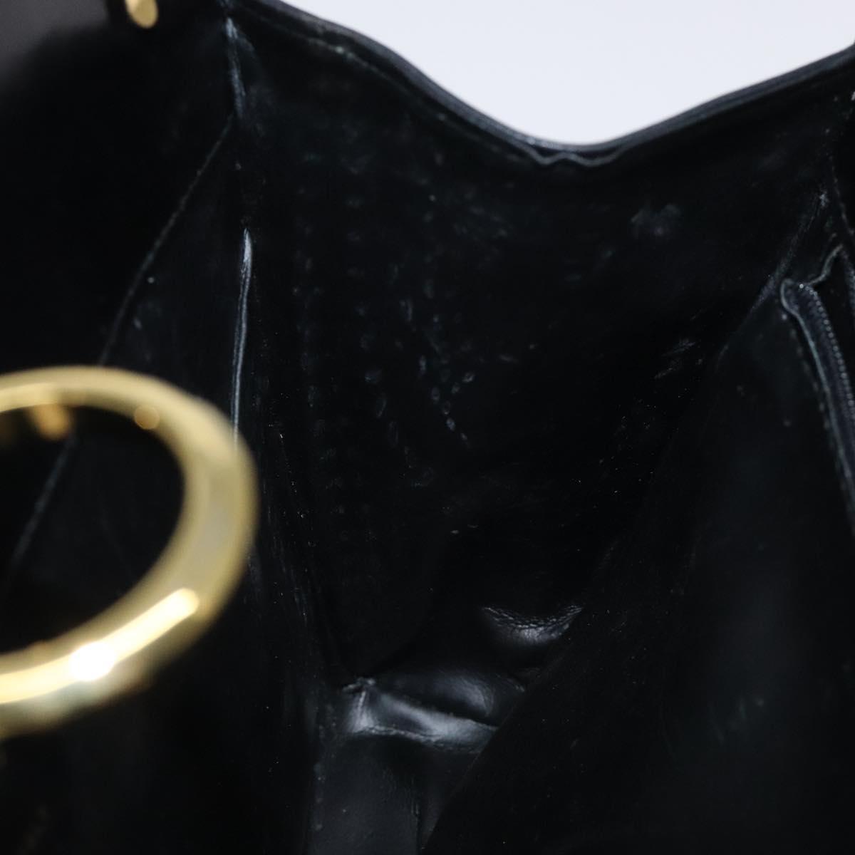 Salvatore Ferragamo Chain Shoulder Bag Leather Black Gold Auth am8545