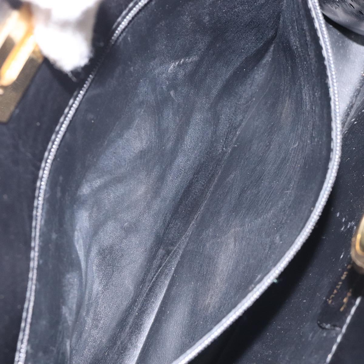 Salvatore Ferragamo Chain Shoulder Bag Leather Black Gold Auth am8545