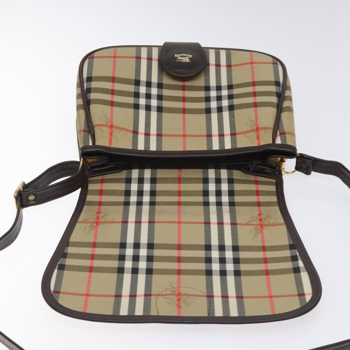 Burberrys Nova Check Shoulder Bag Canvas Beige Gold Auth am8546