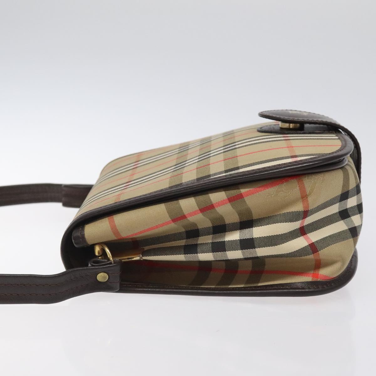 Burberrys Nova Check Shoulder Bag Canvas Beige Gold Auth am8546