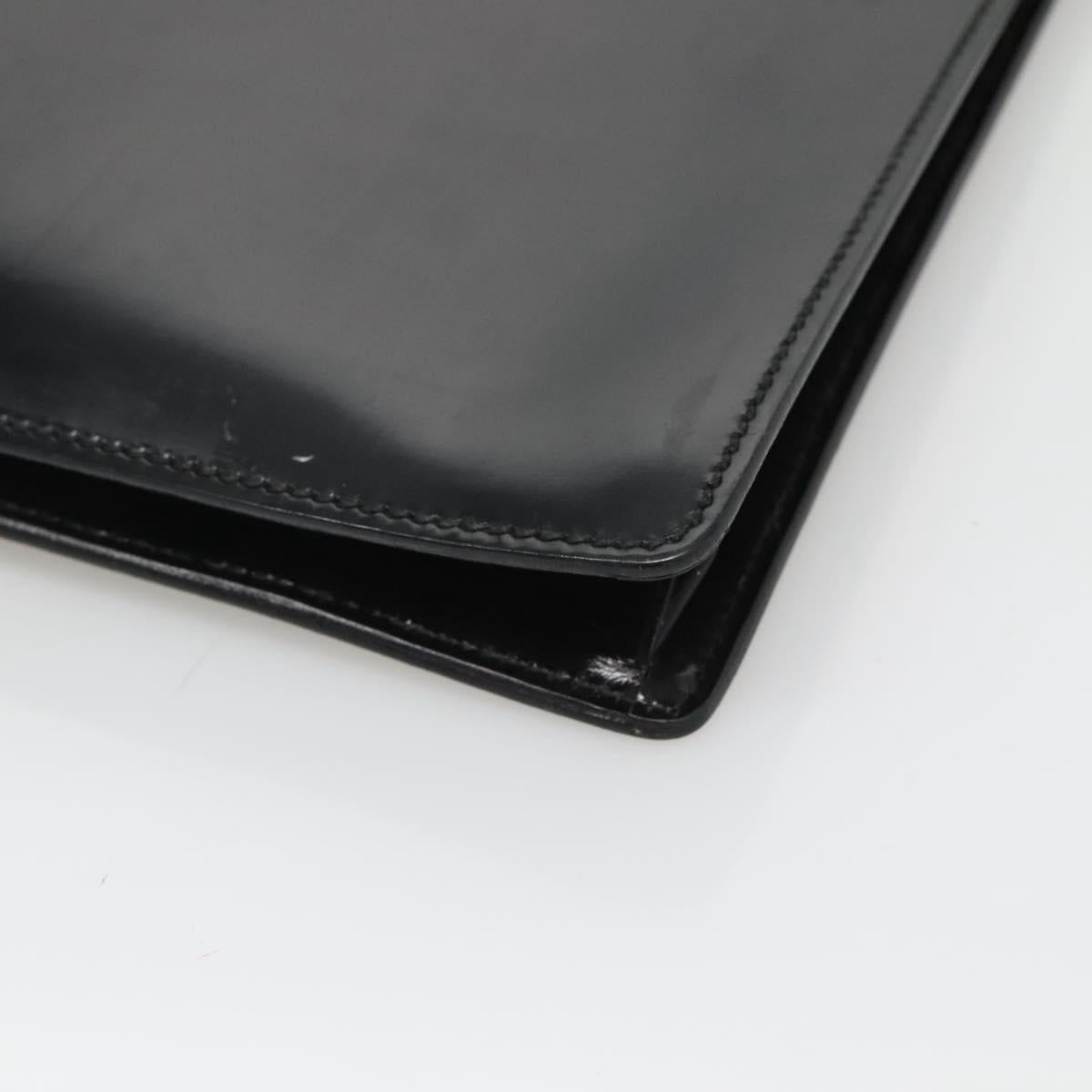 GUCCI Document case Patent leather Black Auth am8564
