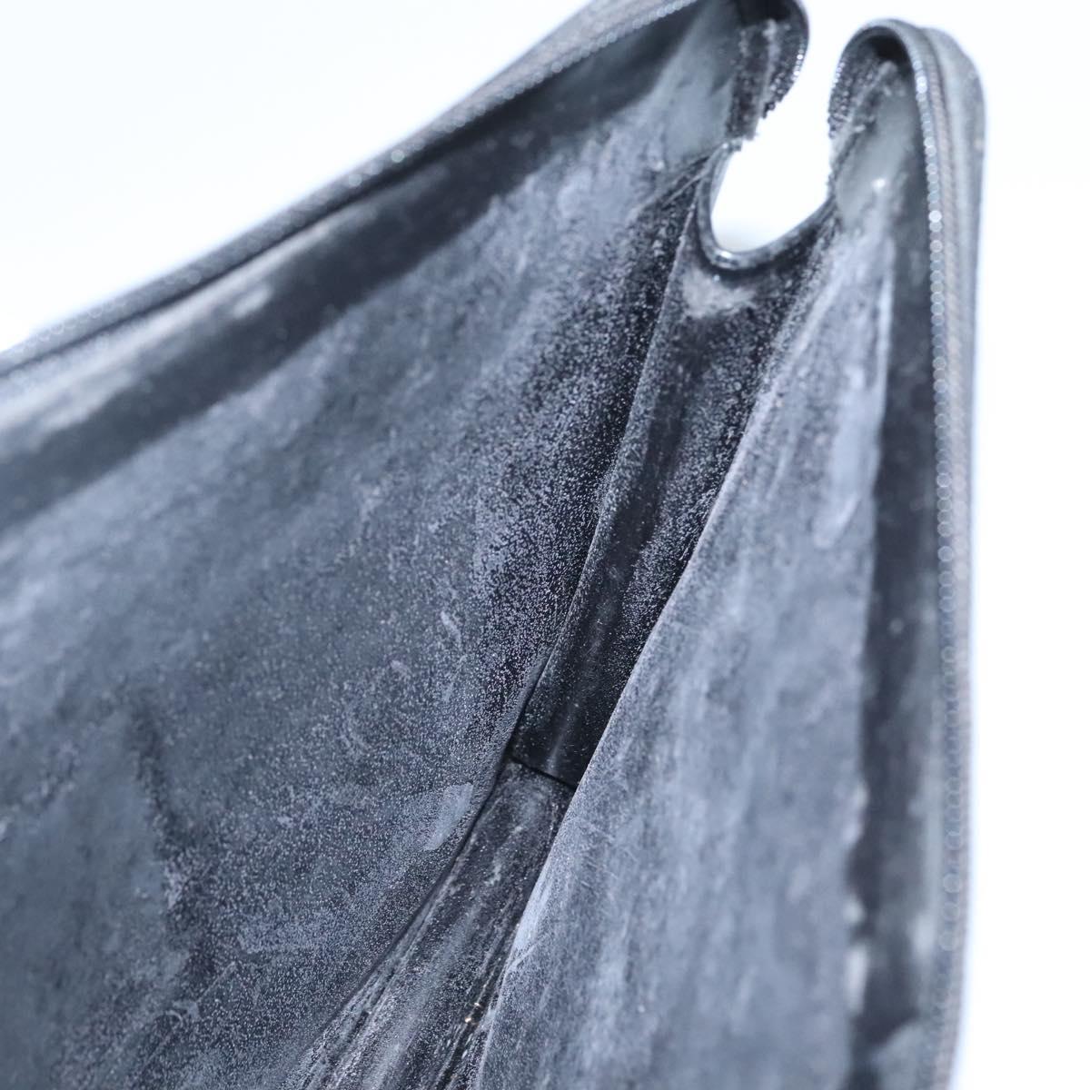 GUCCI Document case Patent leather Black Auth am8564