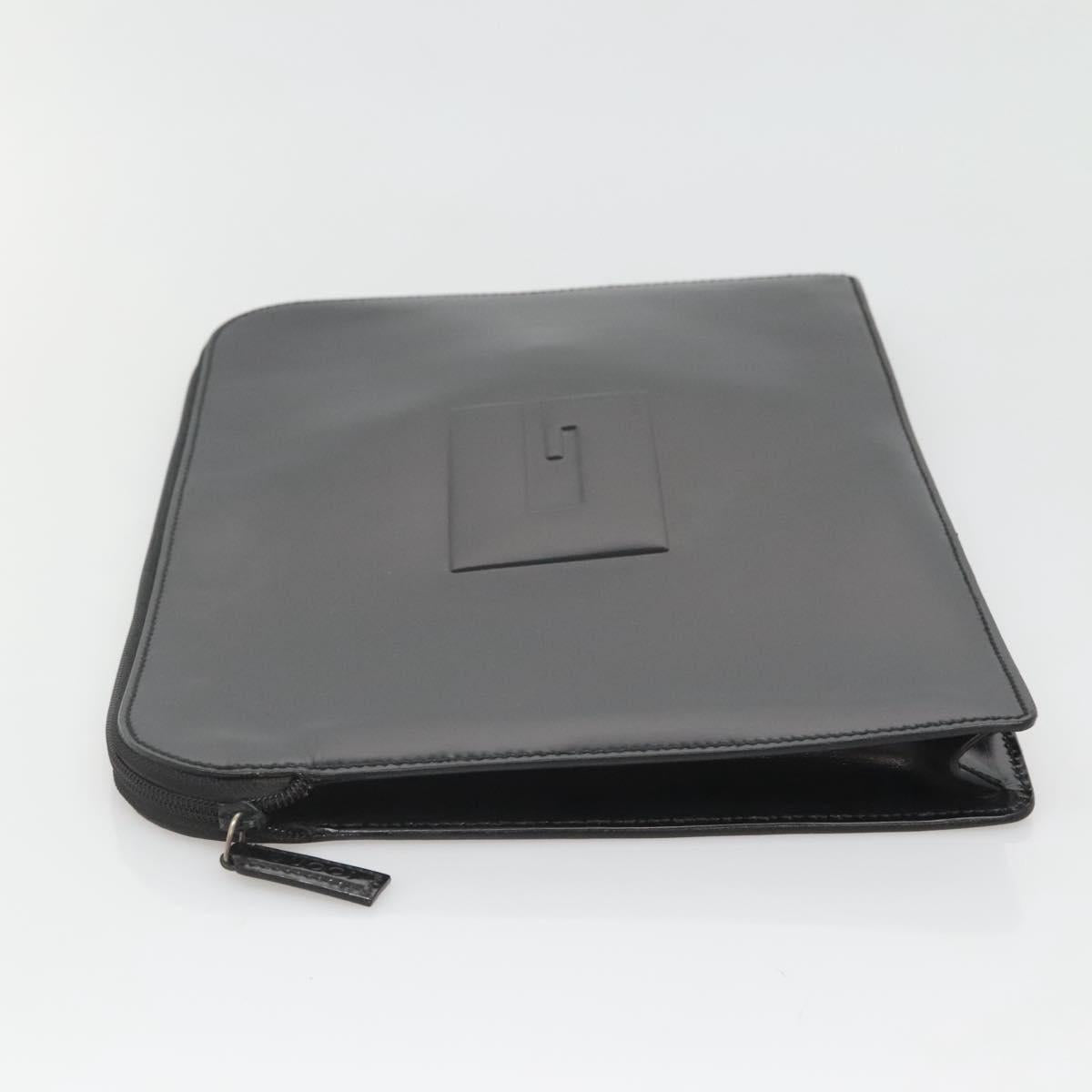 GUCCI Document case Patent leather Black Auth am8564