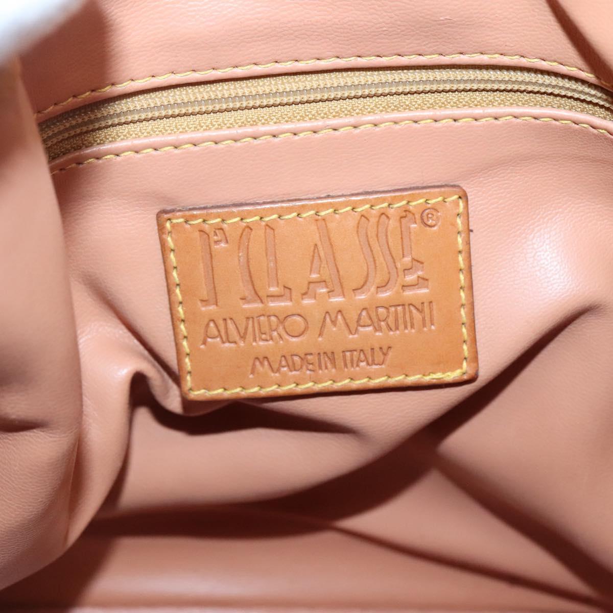 PRIMA CLASSE Shoulder Bag Leather PVC Beige Gold Auth am8596