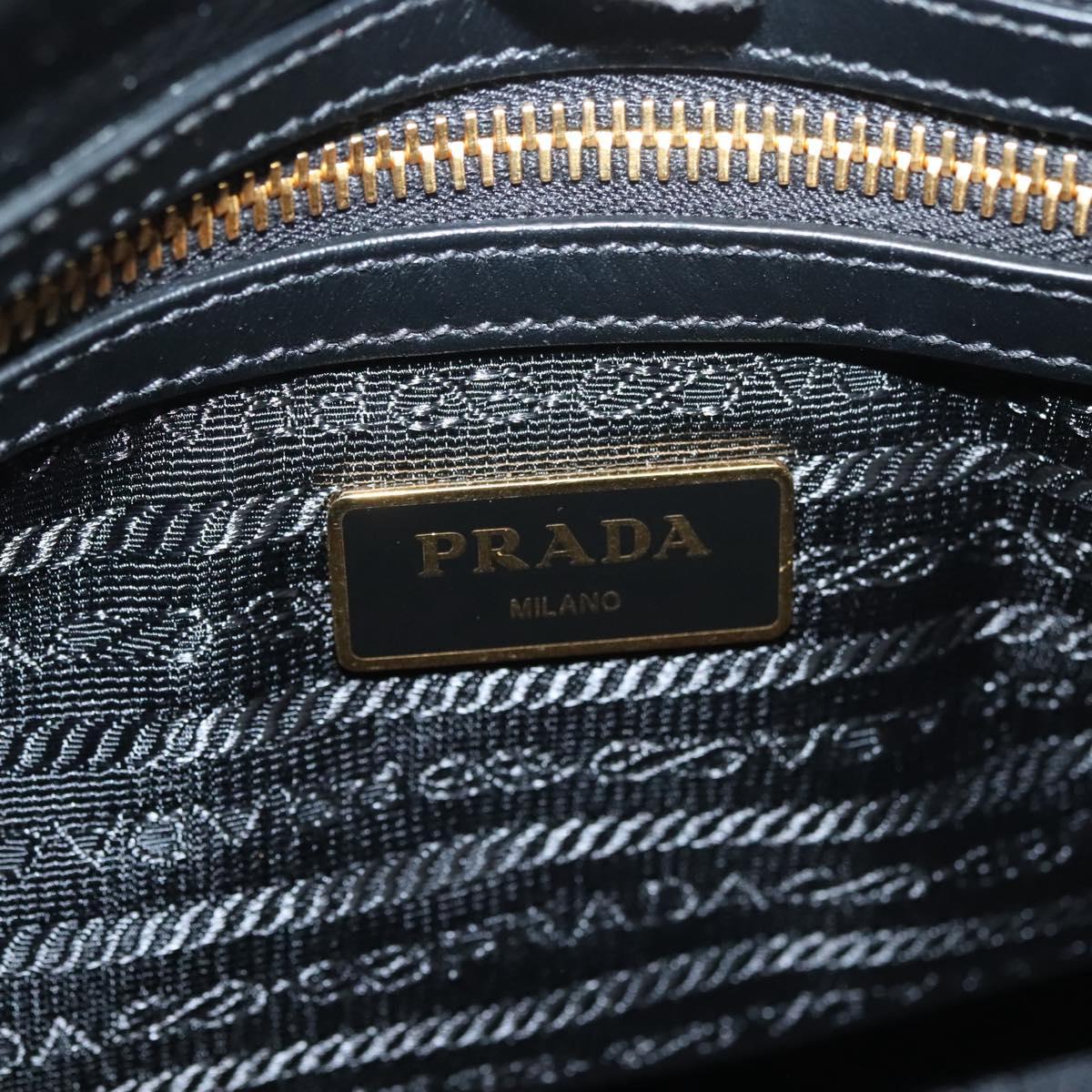 PRADA Hand Bag Nylon 2way Black Gold 1BB797 Auth am8598
