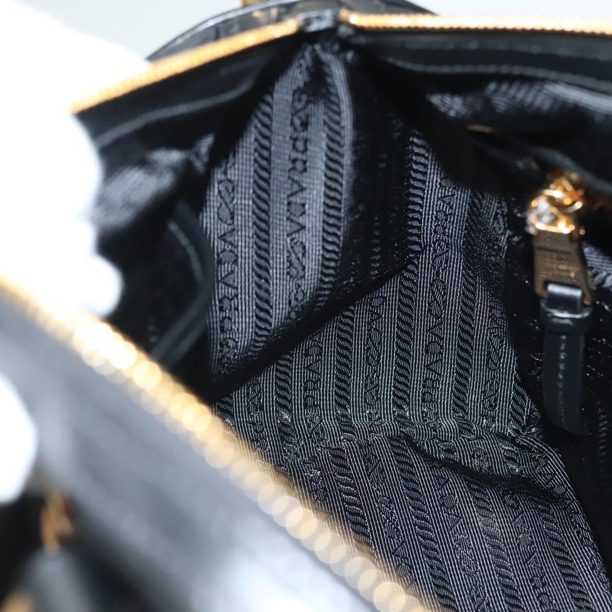 PRADA Hand Bag Nylon 2way Black Gold 1BB797 Auth am8598
