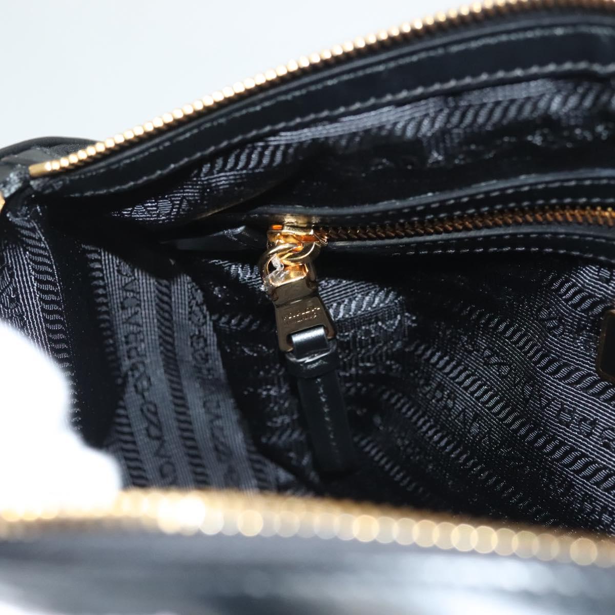 PRADA Hand Bag Nylon 2way Black Gold 1BB797 Auth am8598