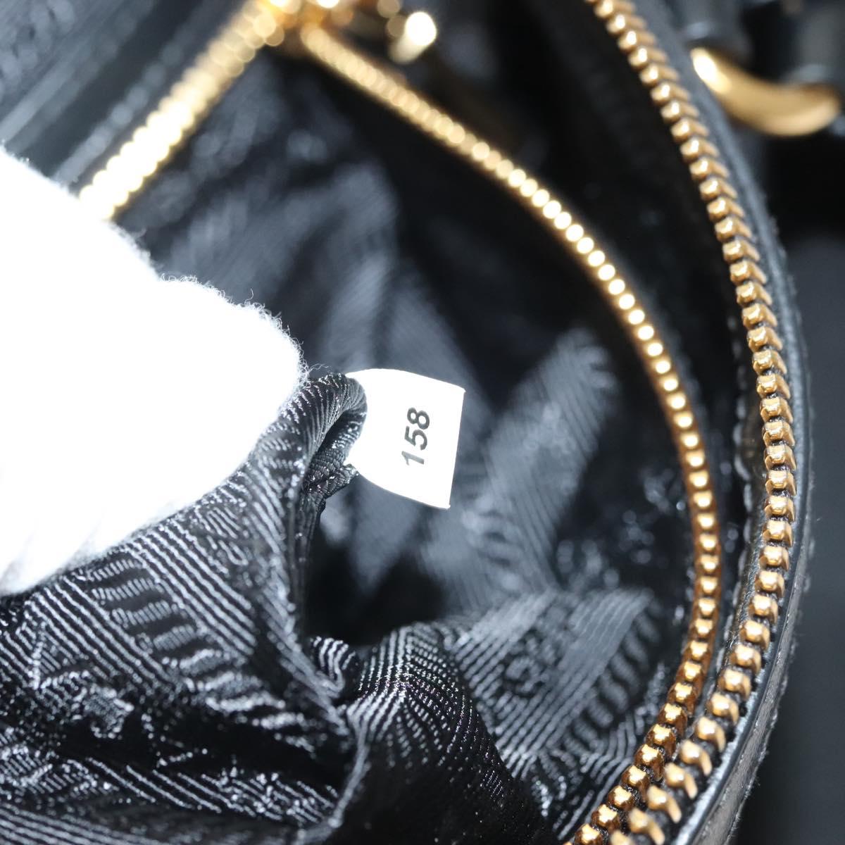 PRADA Hand Bag Nylon 2way Black Gold 1BB797 Auth am8598