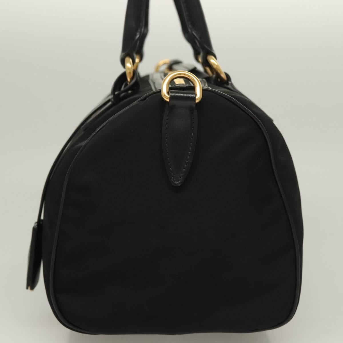 PRADA Hand Bag Nylon 2way Black Gold 1BB797 Auth am8598