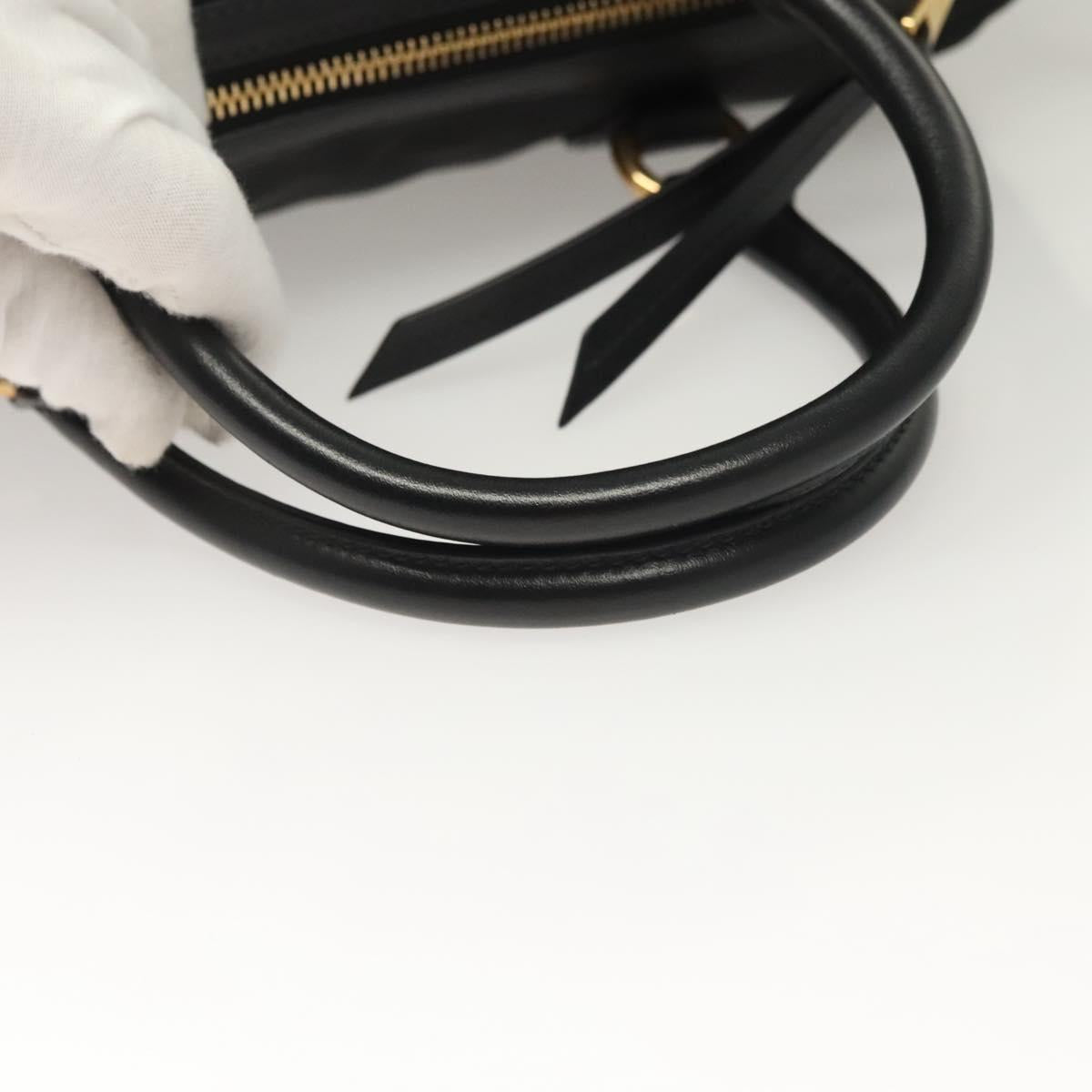 PRADA Hand Bag Nylon 2way Black Gold 1BB797 Auth am8598