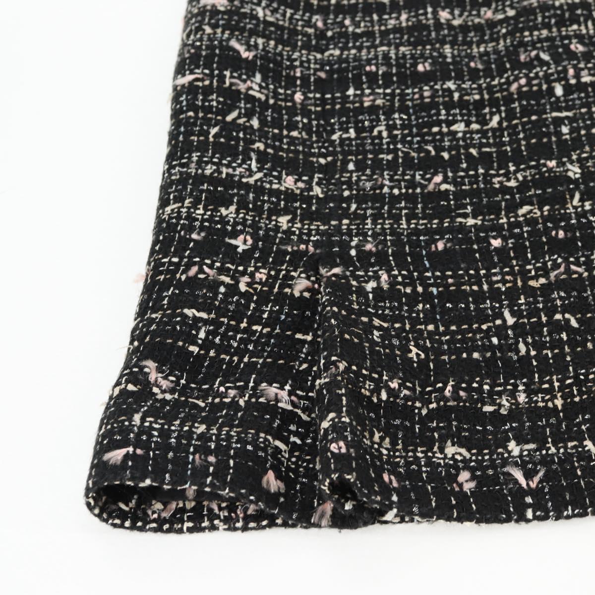 CHANEL Skirt Tweed Black CC Auth am8645V