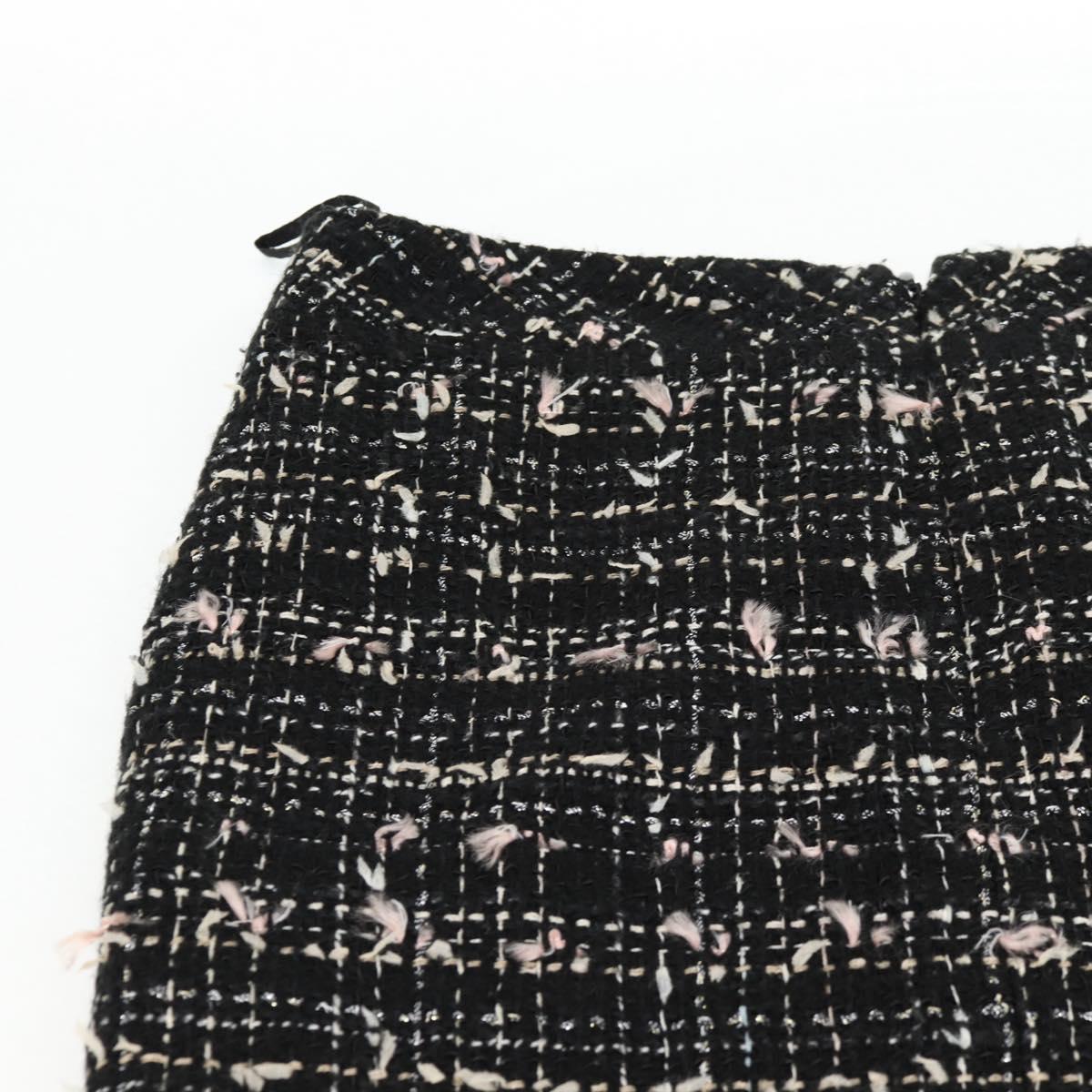 CHANEL Skirt Tweed Black CC Auth am8645V