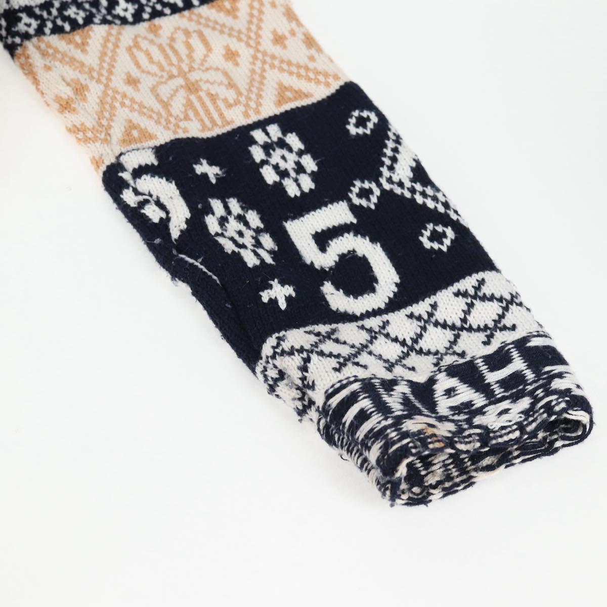 CHANEL Long Cardigan Wool Navy CC Auth am8646