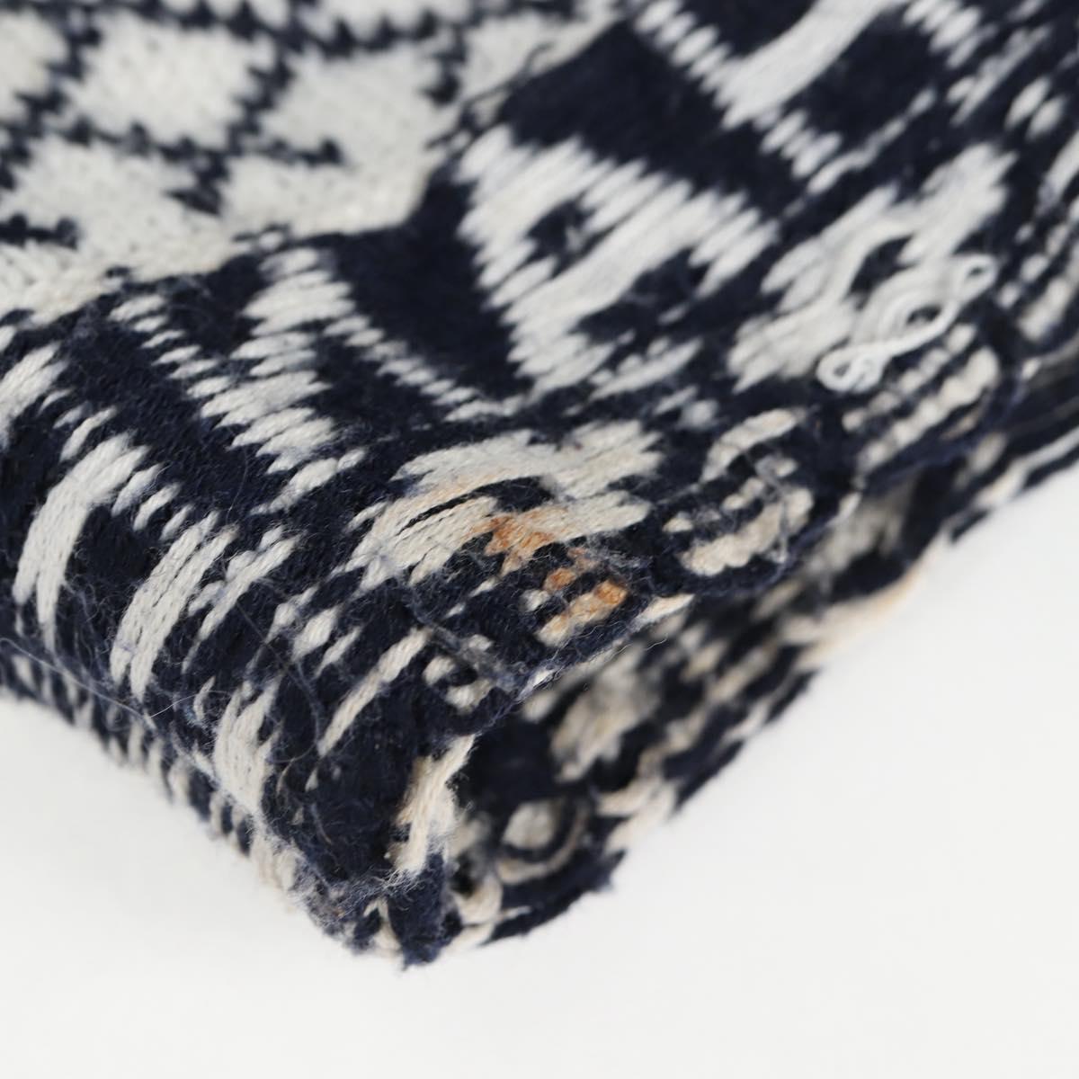 CHANEL Long Cardigan Wool Navy CC Auth am8646