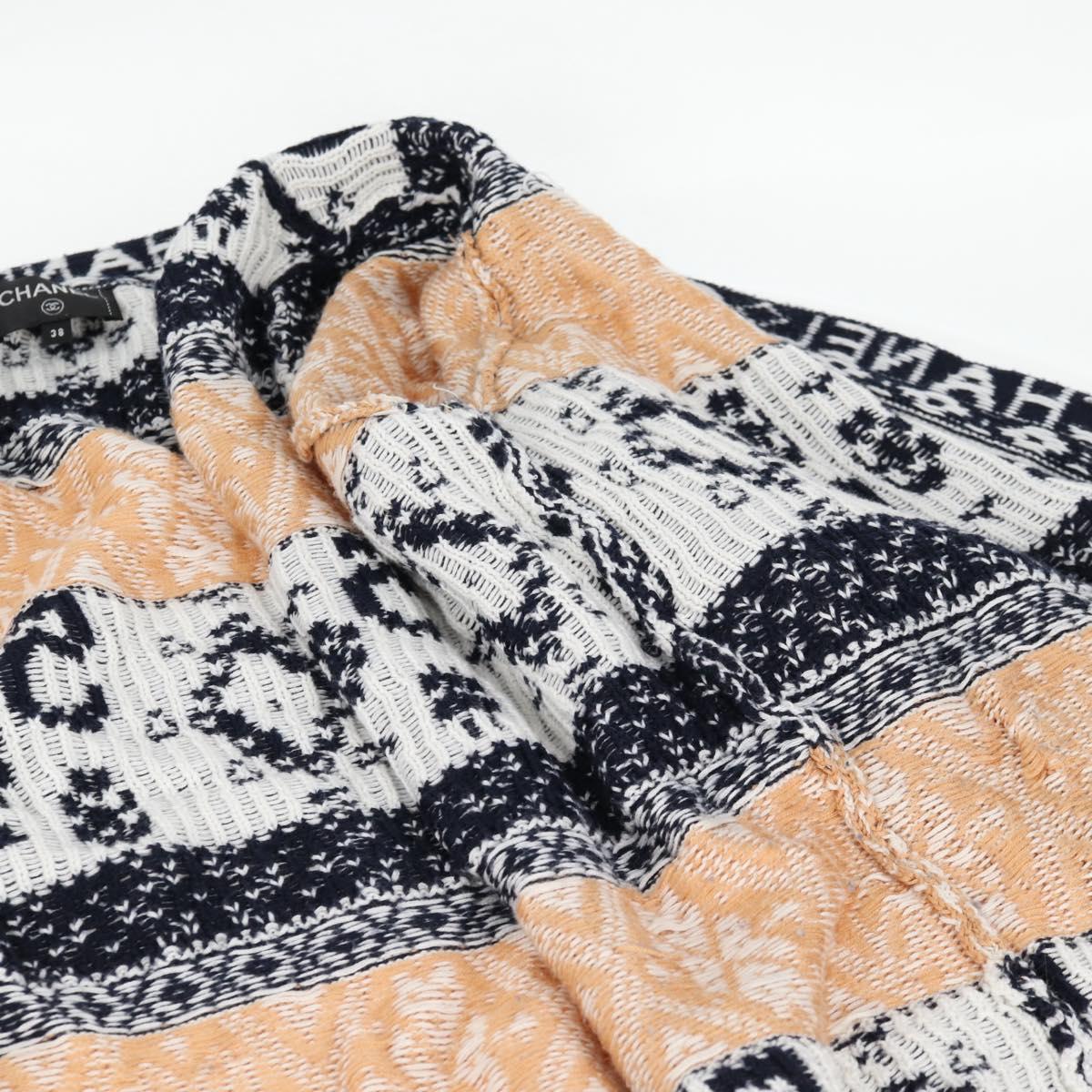 CHANEL Long Cardigan Wool Navy CC Auth am8646