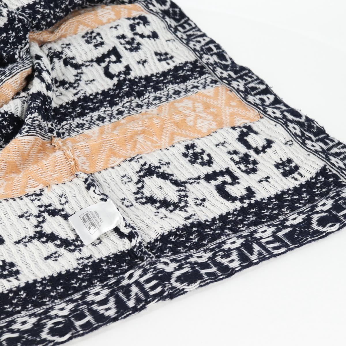 CHANEL Long Cardigan Wool Navy CC Auth am8646