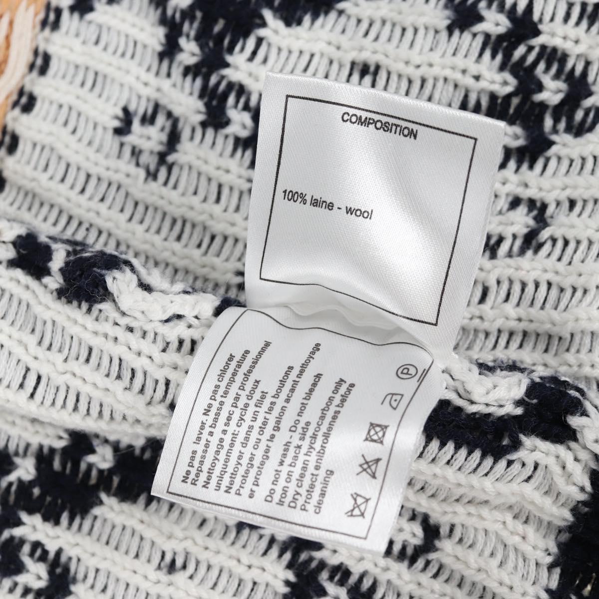 CHANEL Long Cardigan Wool Navy CC Auth am8646